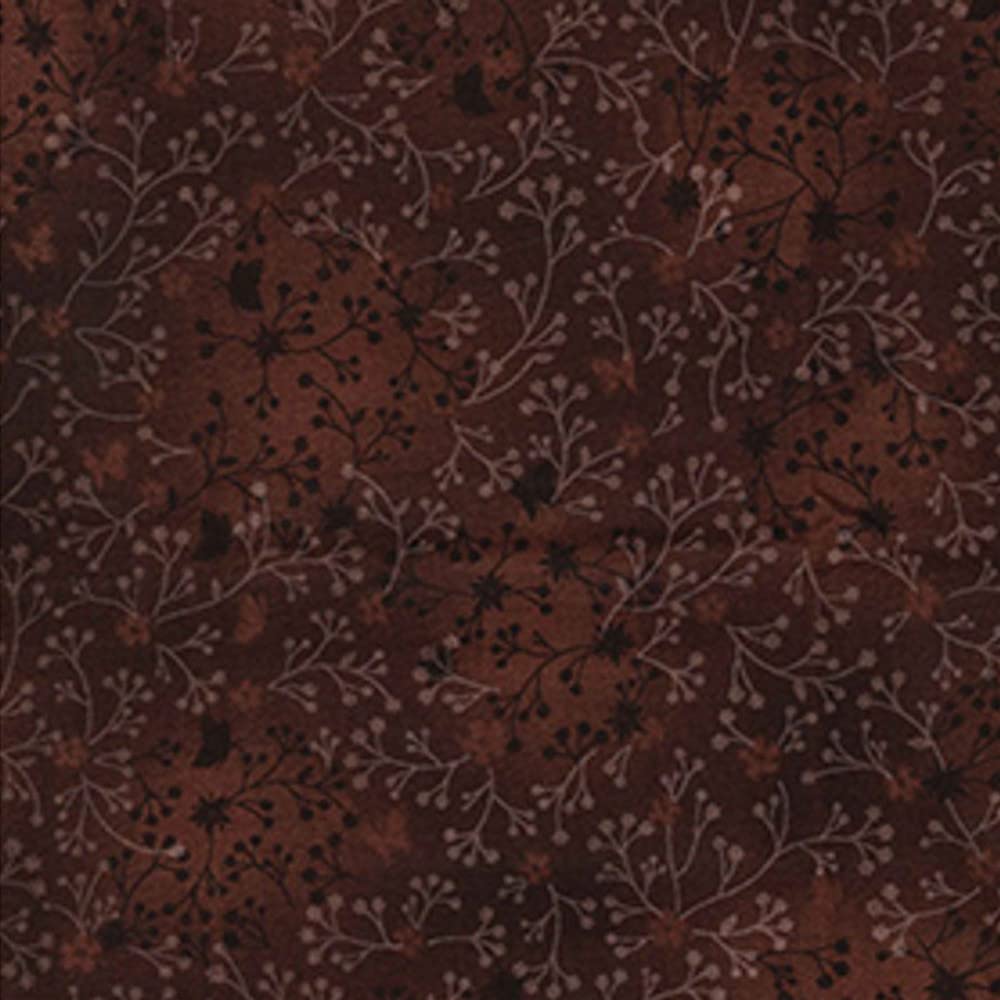 100% Cotton Fabric Flutter Cotton Blender Floral Flower (per metre) (Chocolate)