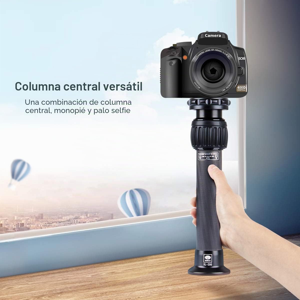 SIRUI SL-200 Tubo de Extensión para Trípode, 32cm Columna Central de Carbono de Dos Secciones, Tubo de Extensión en Diámetro Máximo del Tubo 29,4mm, Carga Máxima 15kg