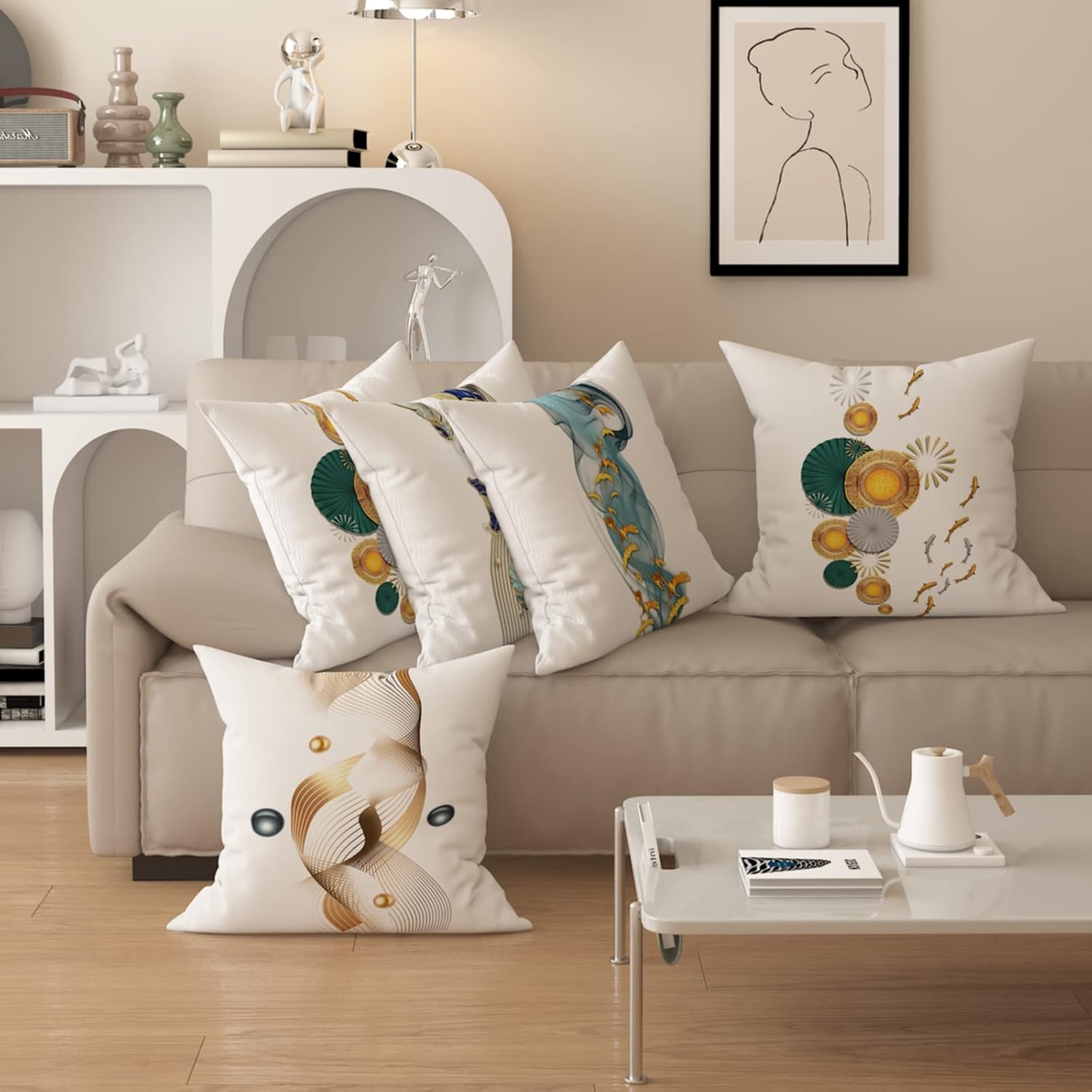 Modern Minimalist Living Room Sofa Decorative Pillowcase, Luxury Style Printed backrest Cushion Cover, Bedroom Bed Pillowcase.(20 * 28inch, 03036)