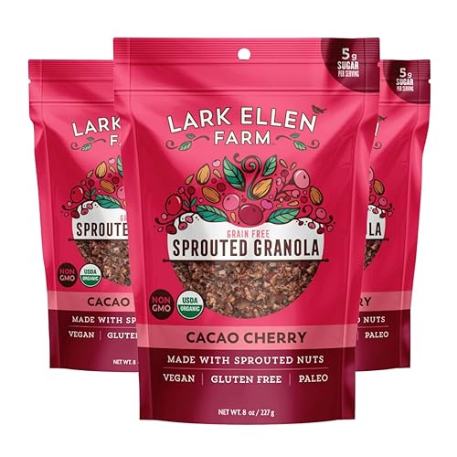 Lark Ellen Farm Bocados de granola libre de granos, paleo deliciosos aperitivos veganos orgánicos certificados sin gluten y cereal hecho de nueces y