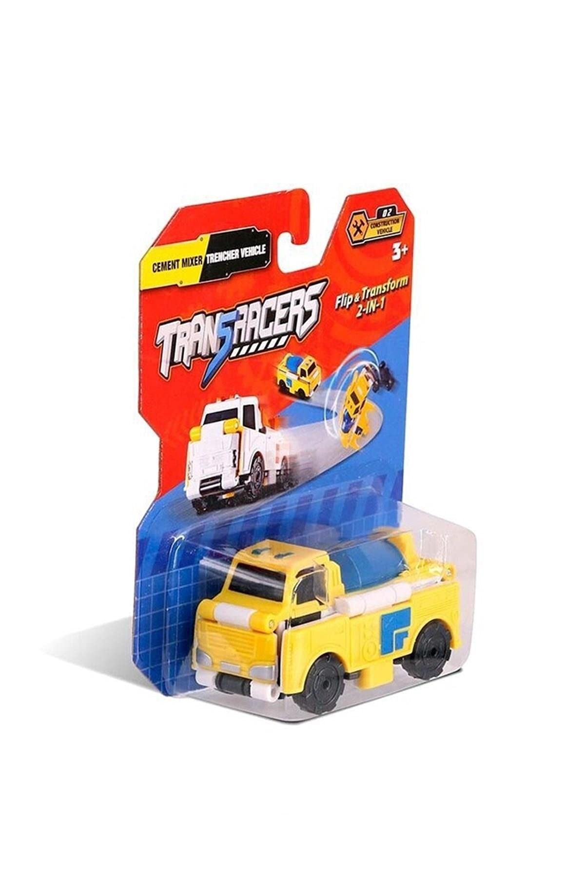 Transracers 2-In-1 Trnsrcrs Cons Vhcl-Cement Mixer & Trencher Vehicle, Multicolour