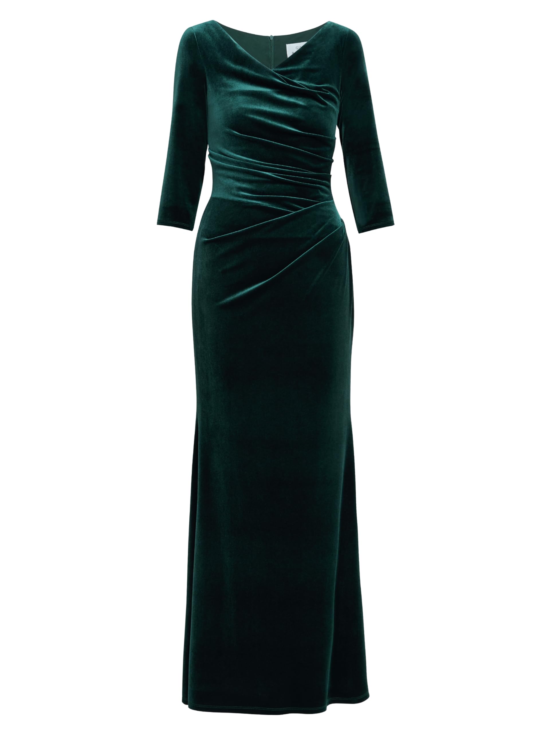 Gina Bacconi Women's Velvet Maxi Dress with 3/4 Sleeve Cocktail, Green, 18