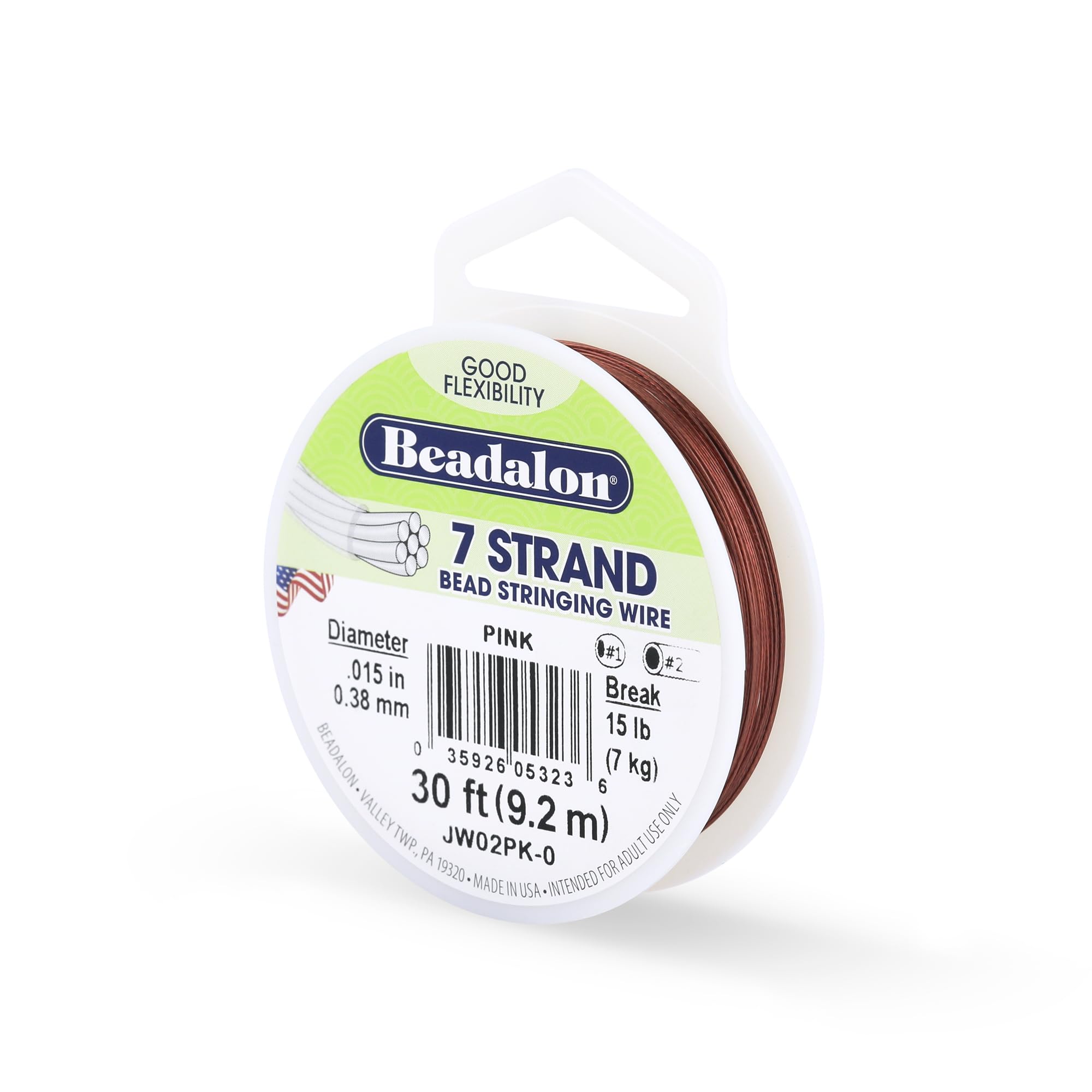 Beadalon Pink 0.38 Mm Diameter 9.2 M Reel 7 Strand Wire,