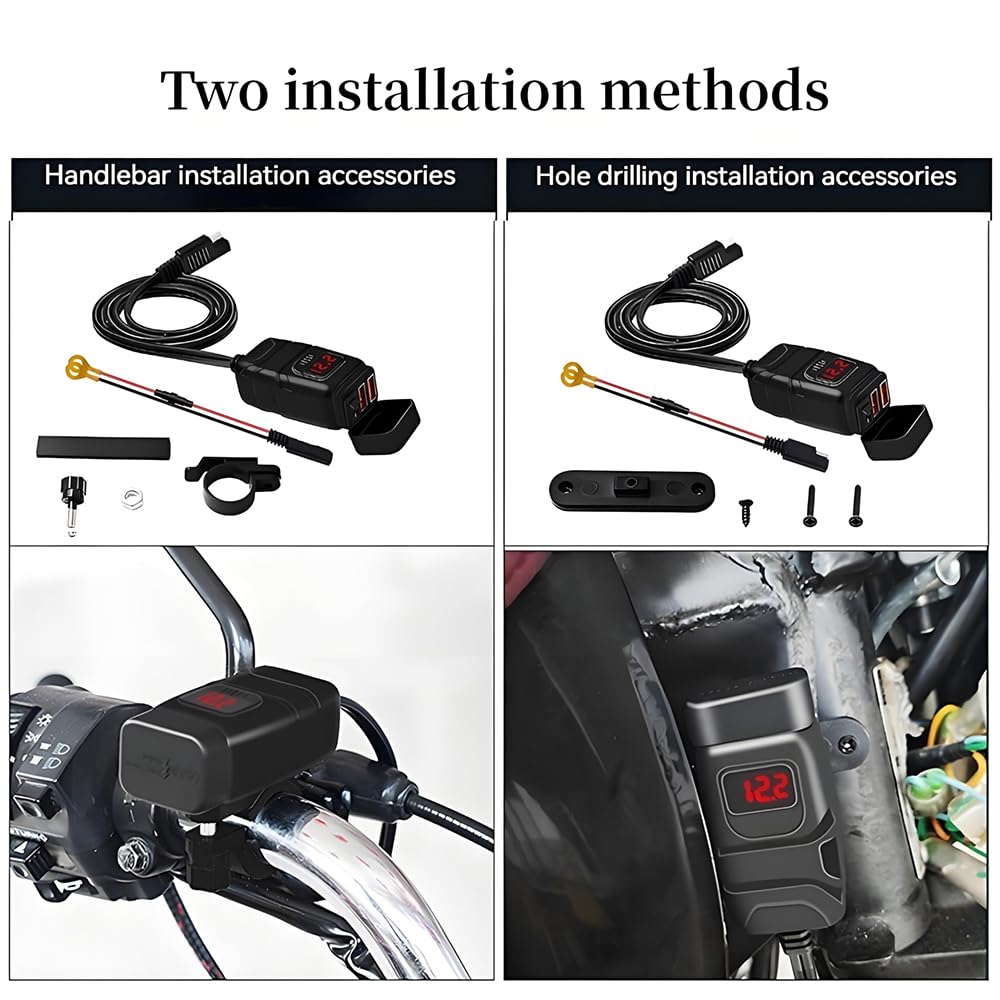 Motocyklowa podwójna ładowarka USB, woltomierz do Triumph Trident 660 2021-2026, szybkie ładowanie, szybkie odłączanie, SAE do USB, wodoodporne akcesoria