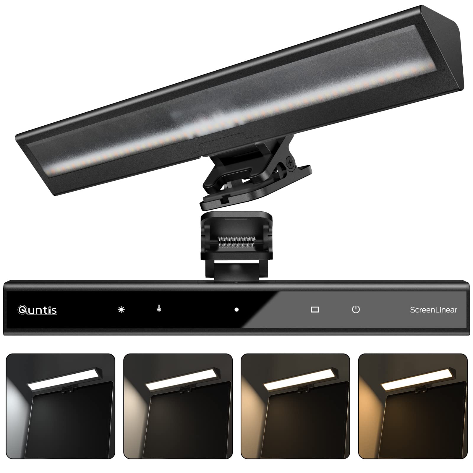 Quntis Lampa LED do monitora laptopa, USB z dotykowym sterowaniem, antyrefleksyjne światło, antypromieniujące, biurkowa lampka z automatycznym ściemnianiem do notebooka