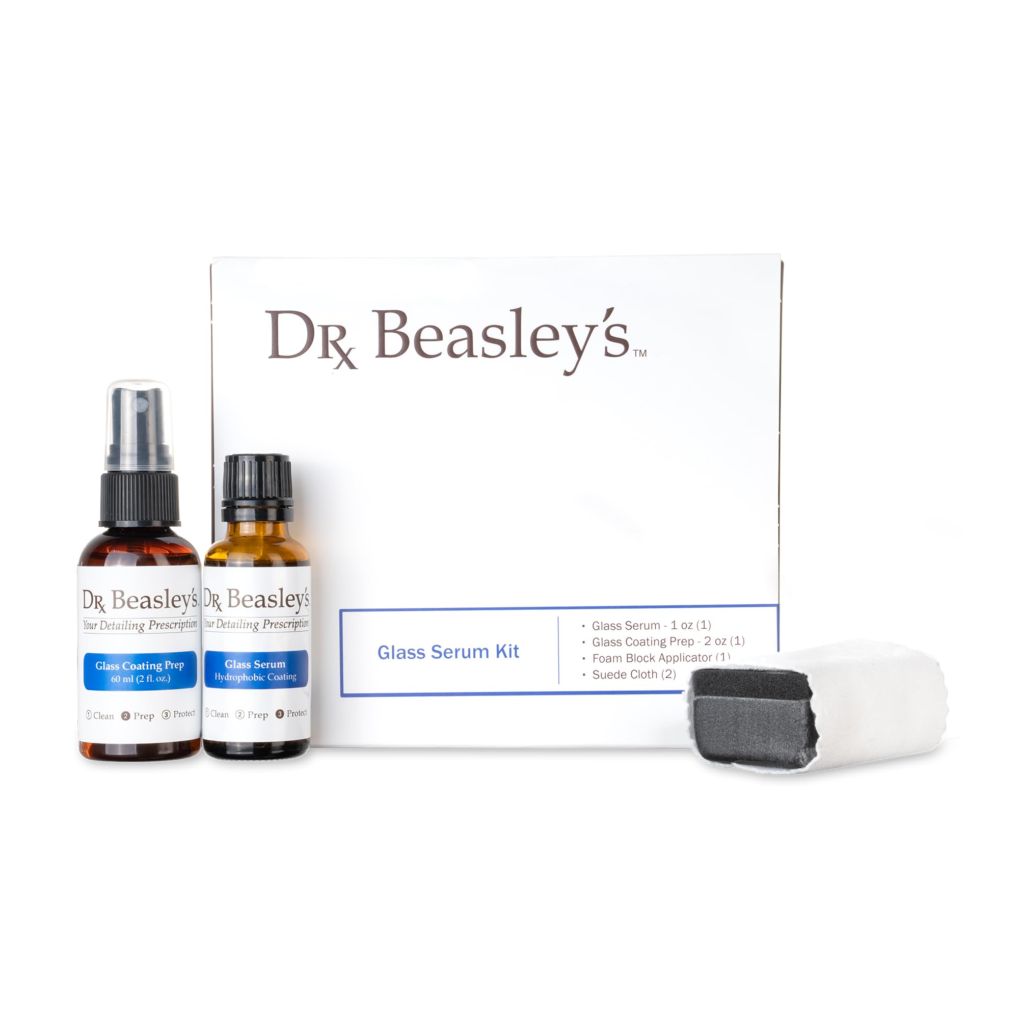 Dr. Beasley's Glass Serum Kit - Semi-Permanent Ceramic Coating, Water-Repelling, Easy-Cleaning, UV Protection, Perfect Clarity