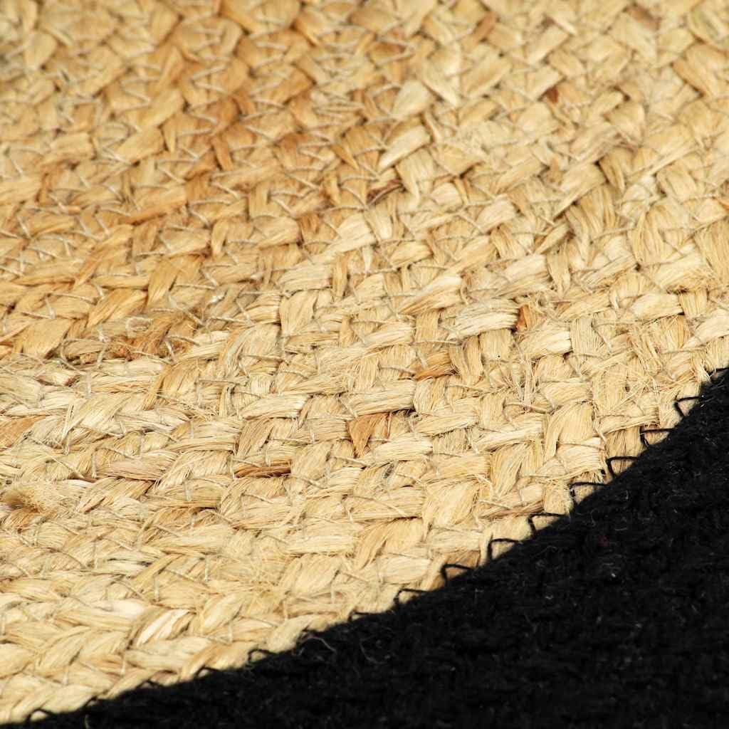 Lot de 6 sets de table naturels et noirs, faits à la main, en jute et coton, 38 cm de diamètre, antidérapants et faciles d'entretien, parfaits comme sets de table pour table à manger, cuisine