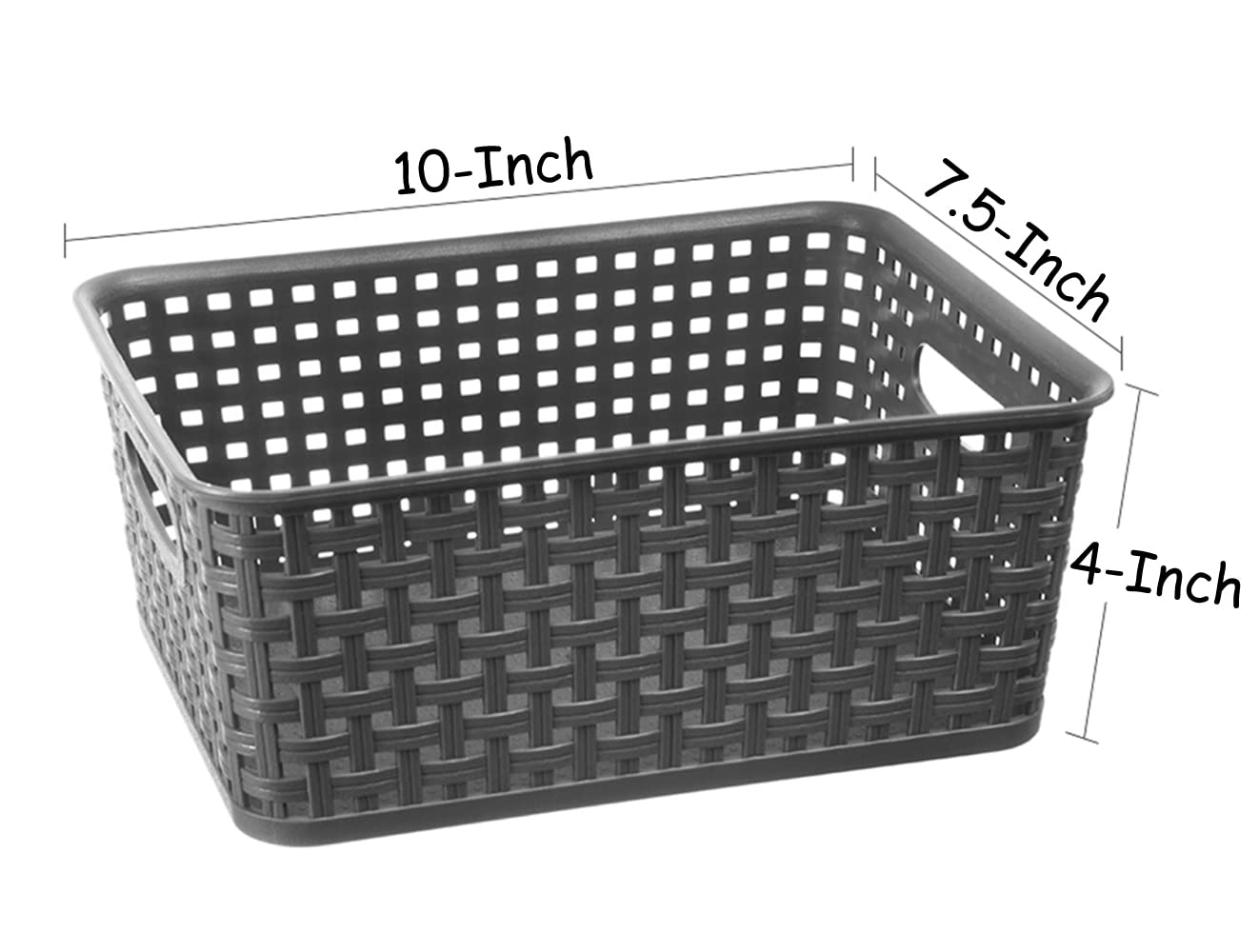 Condition photo showing New/Like New for zhenfan grey plastic woven storage basket, 6-pack weave gray basket organizer for kitchen office bathroom