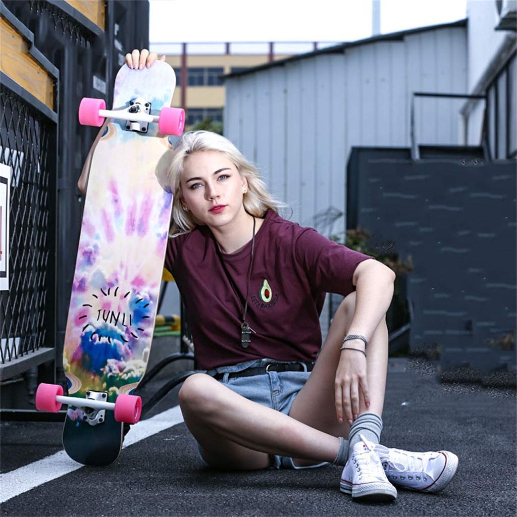 YEENUO 43 "x9" Skateboard complet Longboard Skateboard Cruiser Board Longboard Drop Through Skate Board ， Cruising, Curving, Freeride Slide, Freestyle et Downhill Freestyle Cruiser pour adolescents