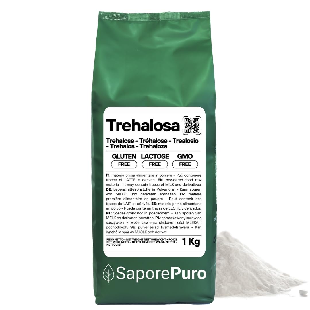 SaporePuro Trehalosa 1 kg - Menos dulce que un azúcar normal - Azúcar de bajo índice glucémico