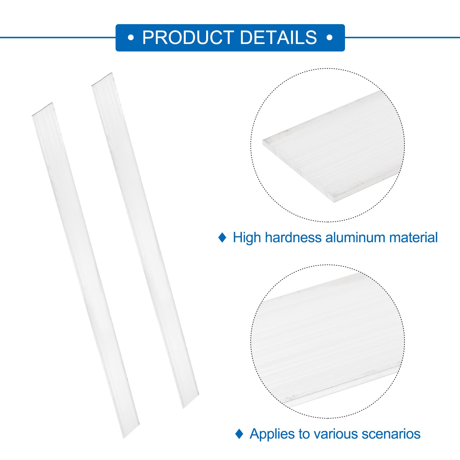 QUARKZMAN 6 Stück Alu Flachprofil 2 x 35mm Aluminium Leisten Flach 406.4mm Länge 6061 Quadratische Aluminium Profile Massiv Neu Walzlagersilber für Industriegebäude Konstruktion Silber