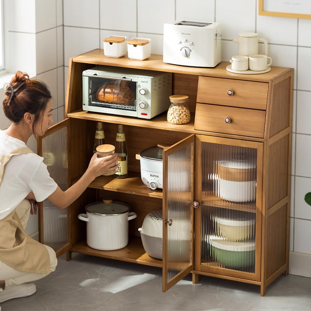 【ナチュラル】キャビネット サイドボード 食器棚 キッチン 大容量 収納棚 Amazon｜食器棚 キッチン収納サイドボードキッチン収納 大容量 収納