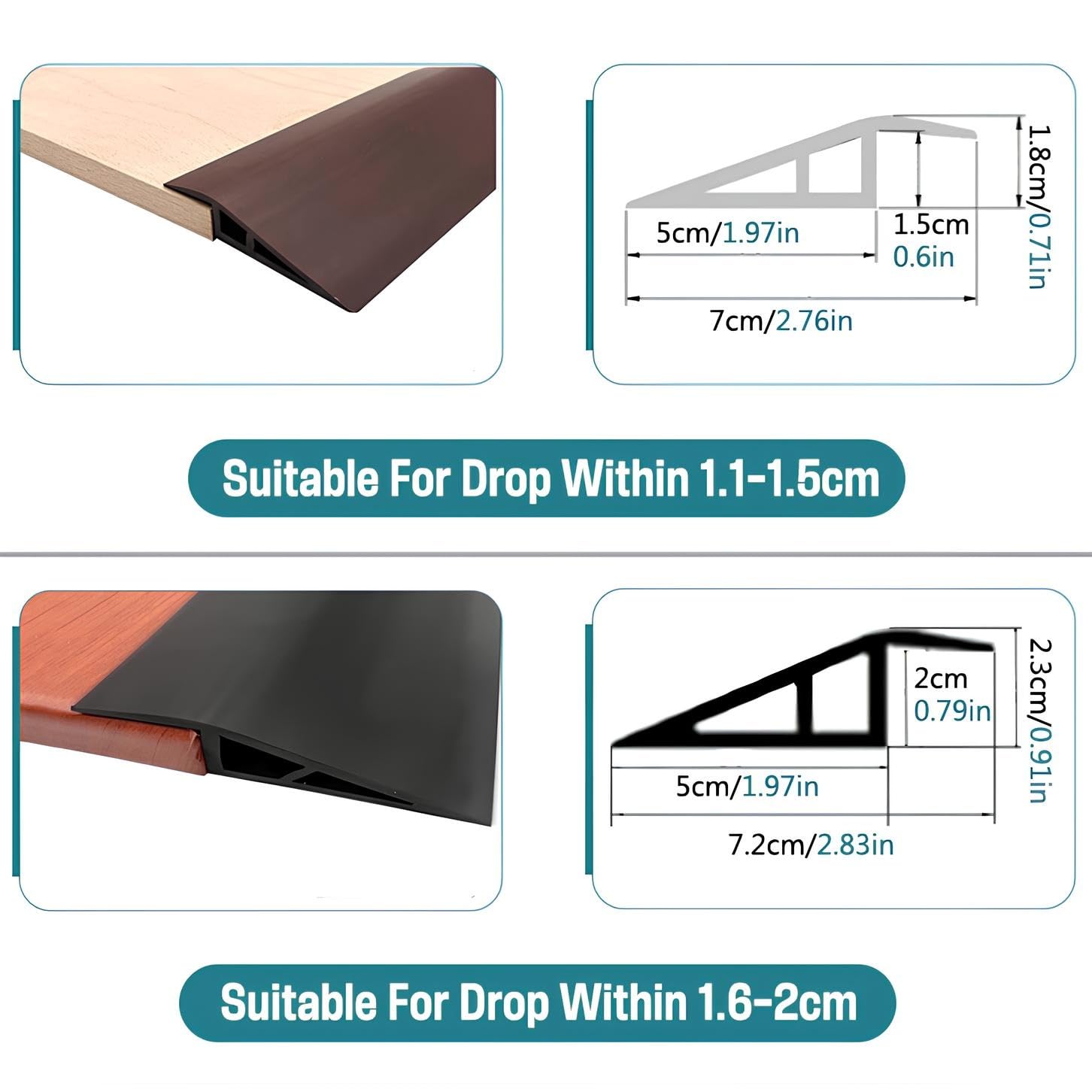 Tiras De Transición De Piso Tira De Tapicería De 100cm, Perfil De Transición Autoadhesivo, Perfil De Compensación De Altura, Tira De Transición De Suelo De PVC Tira De Cubierta(Black Walnut,7*100cm)