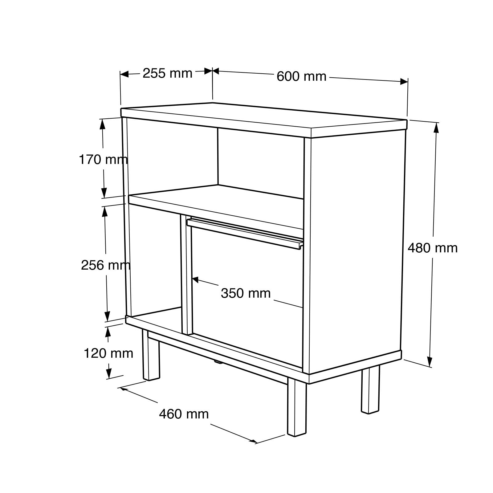 Hanah Home Stylowy stolik boczny o wymiarach 60 x 60 x 25,5 cm, 100% pokryta melaminą, grubość 18 mm, wytrzymałe metalowe nogi, idealne do nowoczesnych przestrzeni życiowych
