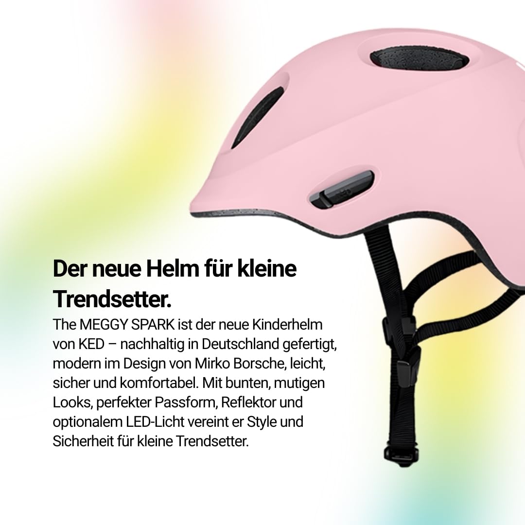 KED Meggy Spark Kinderfahrradhelm, Inmold, 360° Verstellsystem, Reflektoren, Insektenschutznetz, Leicht, Verstellbar, Made In Germany