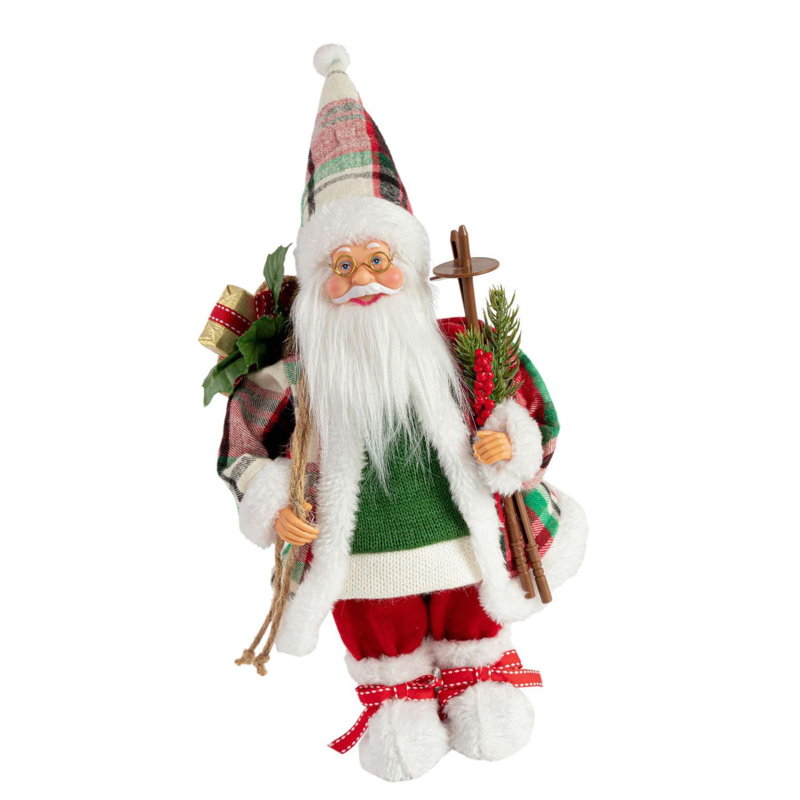 Jazuaiao 12Inch Santa Holiday Ornament Child Friendly Christmas Decors for Living Room School Festival Setups Holiday Homes Decors Santa Statue