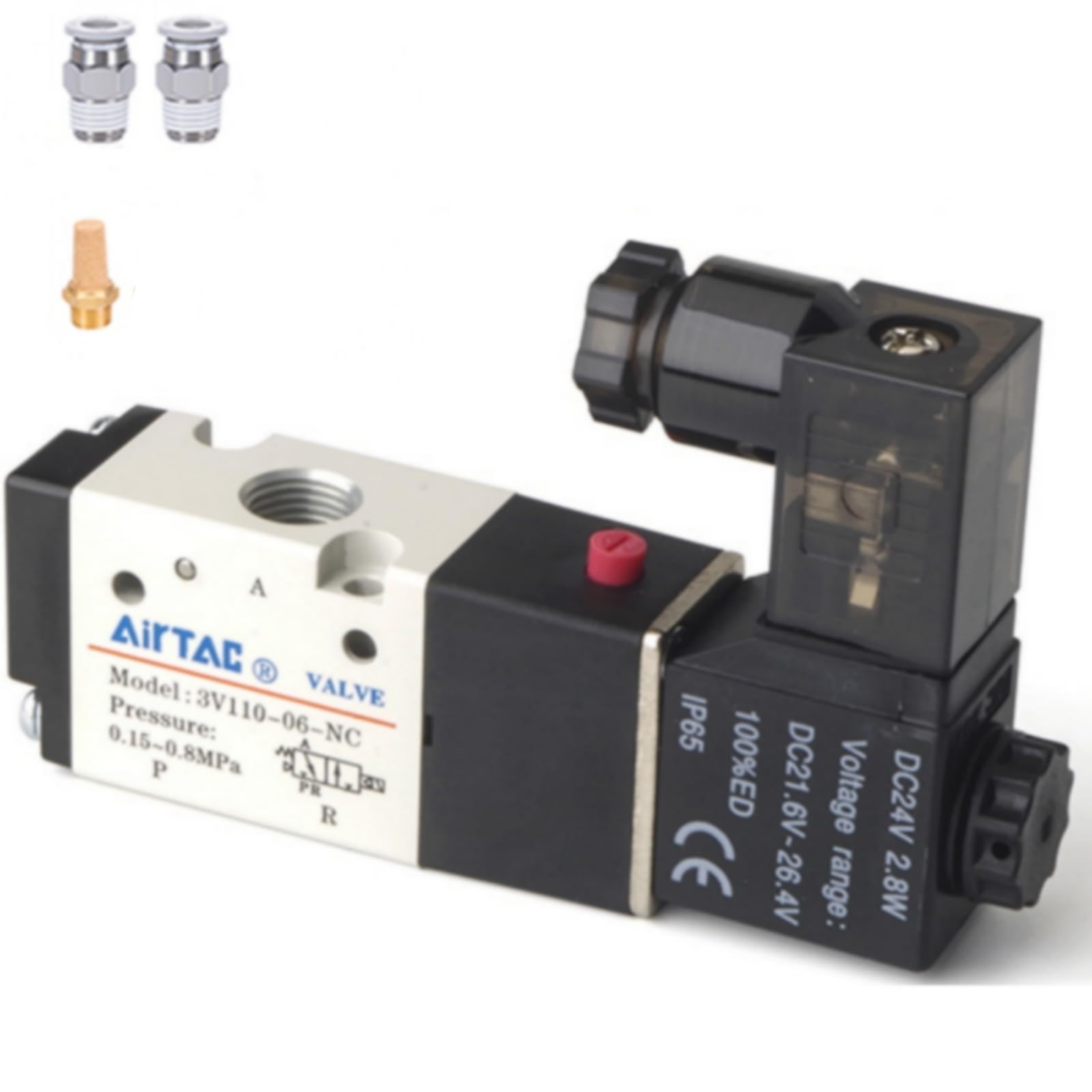 Électrovanne 3/2 1/8" contre les retards de cycle pneumatique AirTAC 3V110-06 AC110V