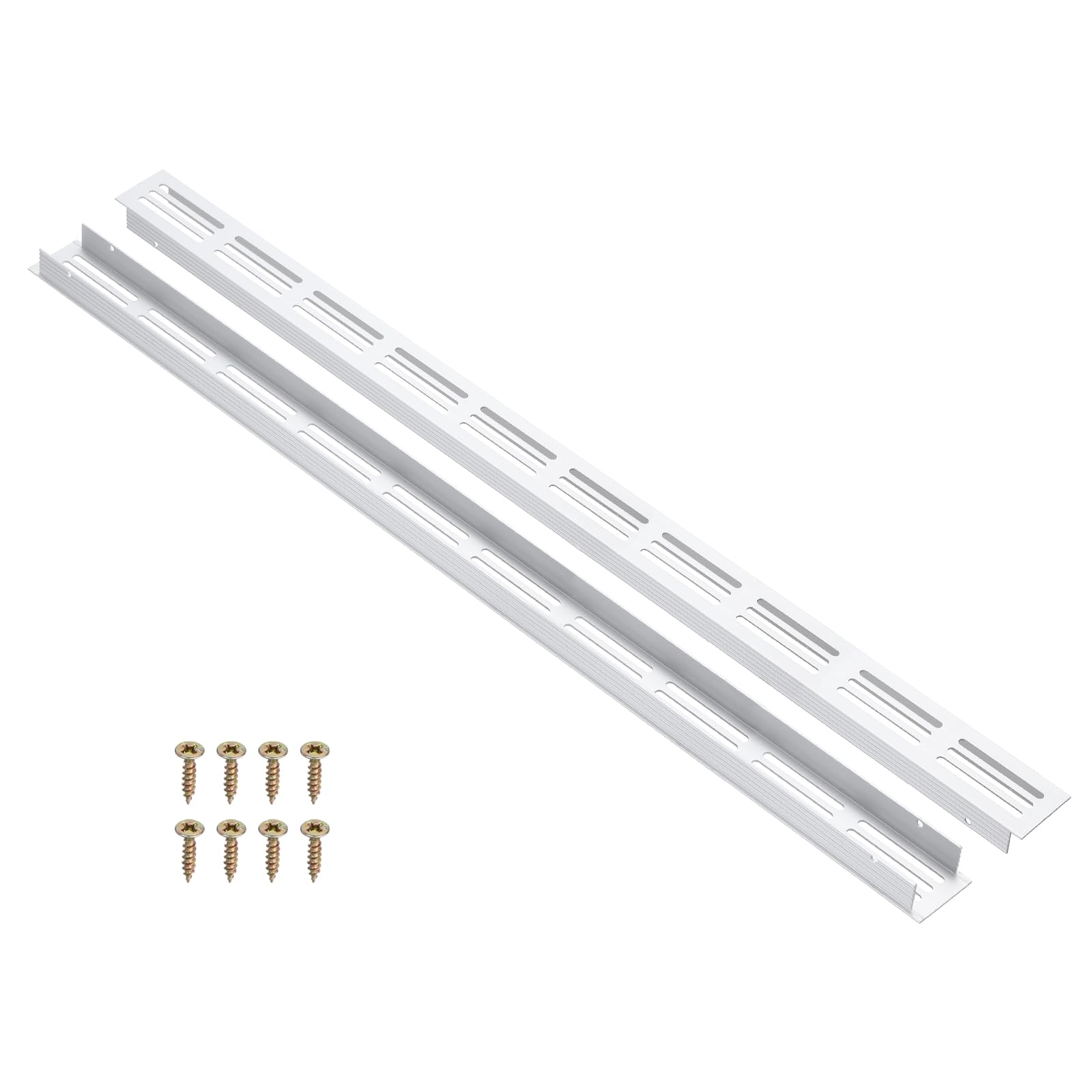 PATIKIL 2 Pcs Door Air Vent Cover, 500mm x 30mm (Outer Dimensions) Aluminum Louvered Ventilation Grille Rectangle Toe Kick Vent with Mounting Screws for Shoe Cabinet Wardrobe, Silver