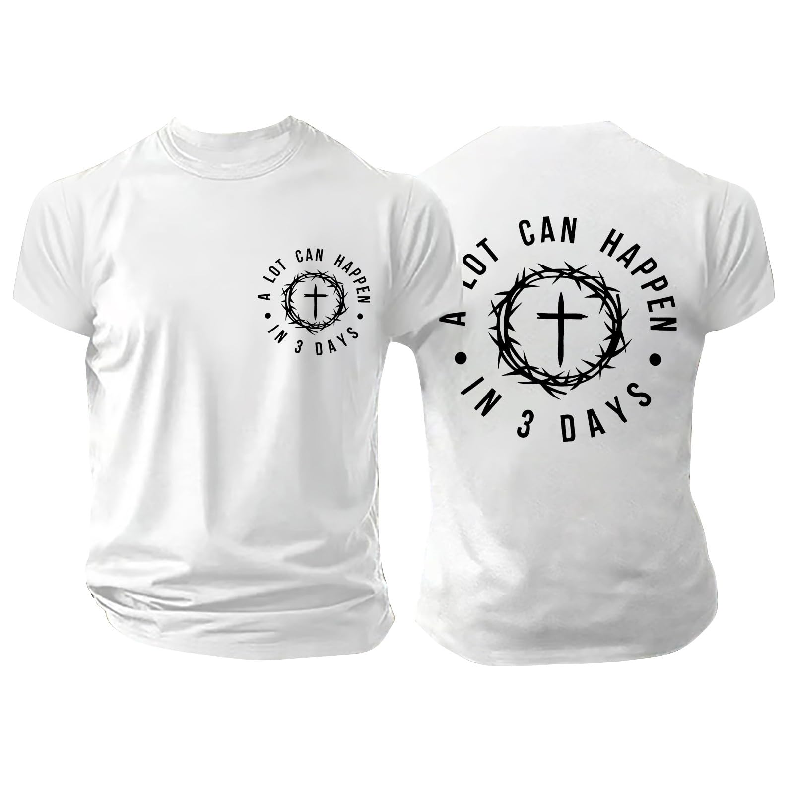 Christian Shirts for Men Crewneck Shirt Faith Cross Graphic Tees God Religious Gifts Short Sleeve Patriotic Tops