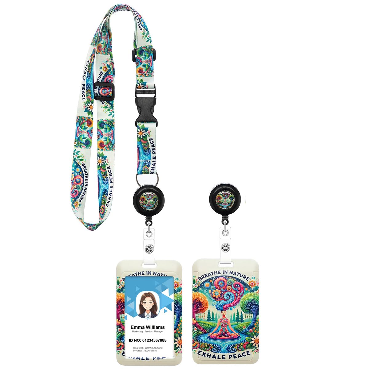 Funny Yoga Lanyard for Badge Holder,Adjustable Lanyard with Retractable Badge Reel and ID Badge Holder for Ship Card Holder & Cruise Essentials,Cute