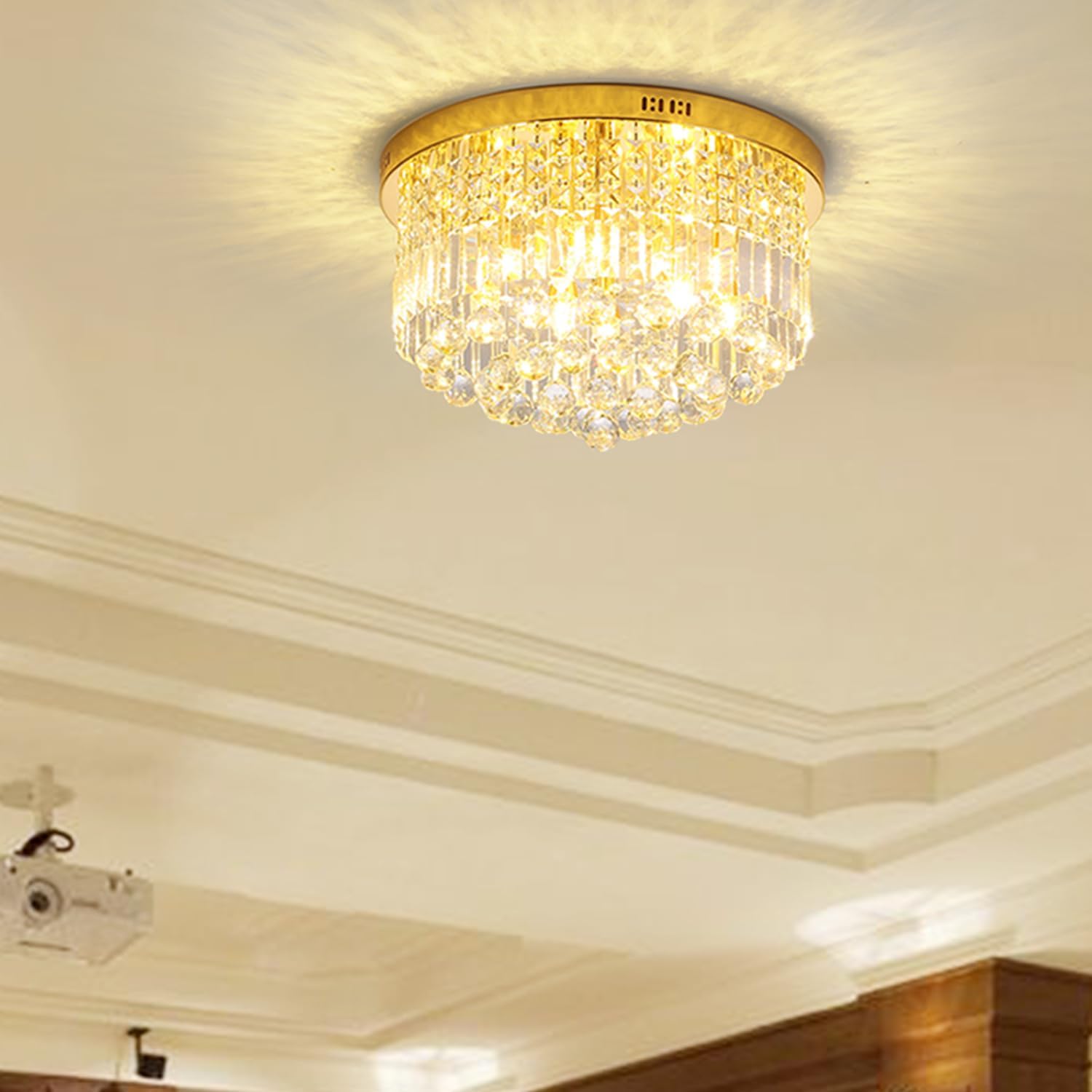 SEFINN FOUR Flush Mount Light Fixture with K9 Crystal Accents, Crystal ...