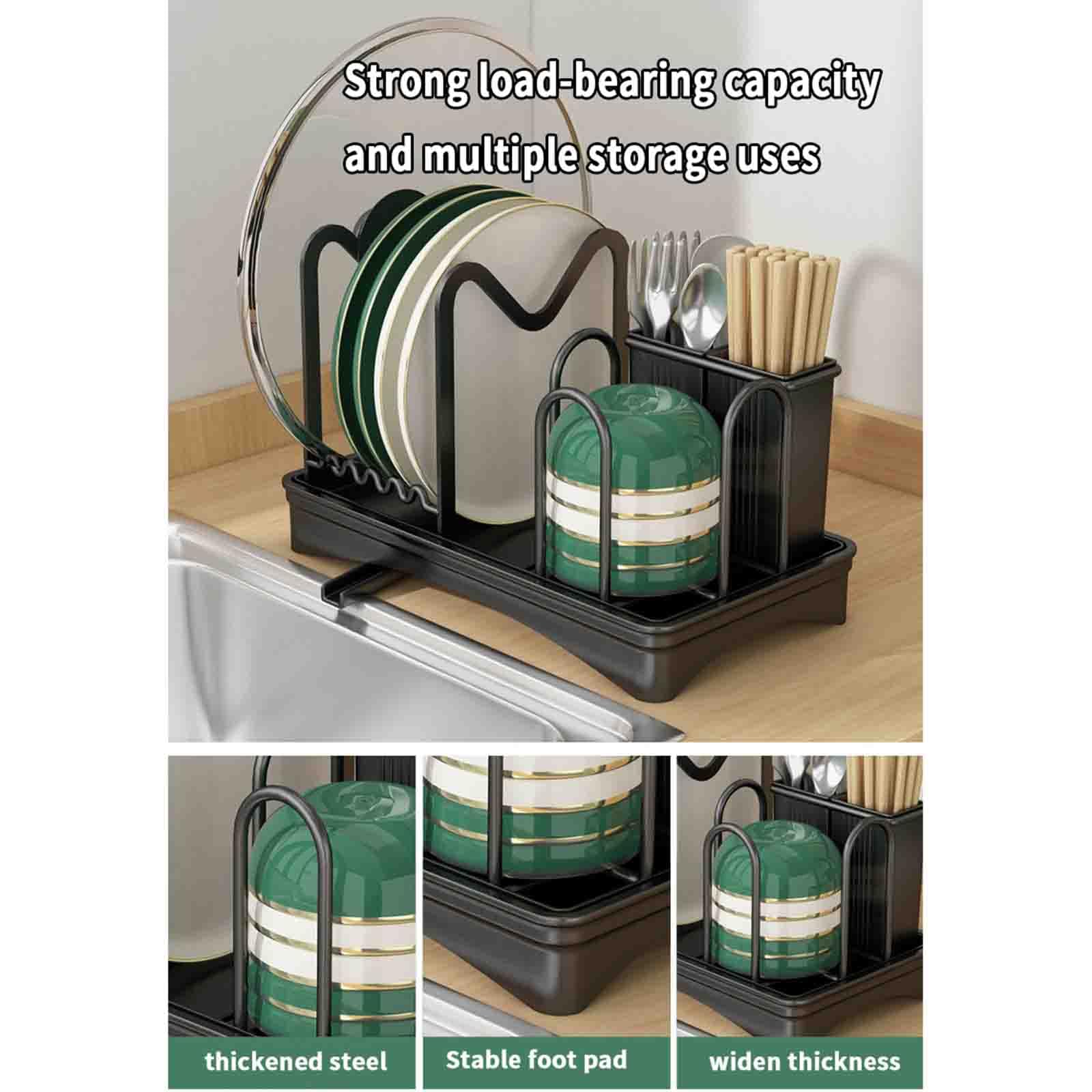 Escurreplatos Sobre Fregadero Escurridor Fregadero Escurridor De Platos Escurre Platos Para Muebles De Cocina Estante De Almacenamiento De Cocina Con Tubo De Drenaje (black,30x17x21cm)