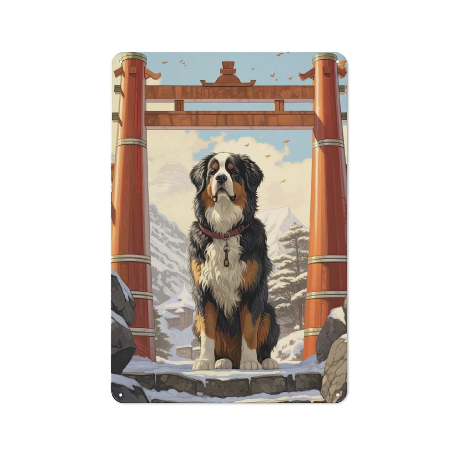 Junmoney Bernese Mountain Dog Japan Printed Metal Sign 30X20cm For Studio Or Craft Room, For Creative-Space Collectors