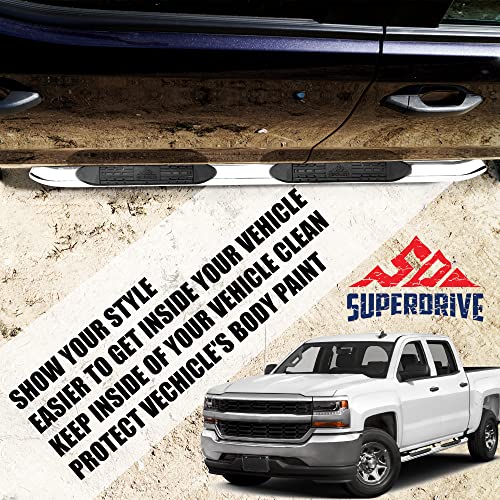 Super Drive D39S0832 Superdrive 4'' Curved Oval Running Boards Compatible With 2009-2020 Dodge Ram 1500 2500 3500 Quad Cab Pickup Truck Step Rails Off-Road Nerf Bars Polished Chrome Finish Side Steps thumb #2