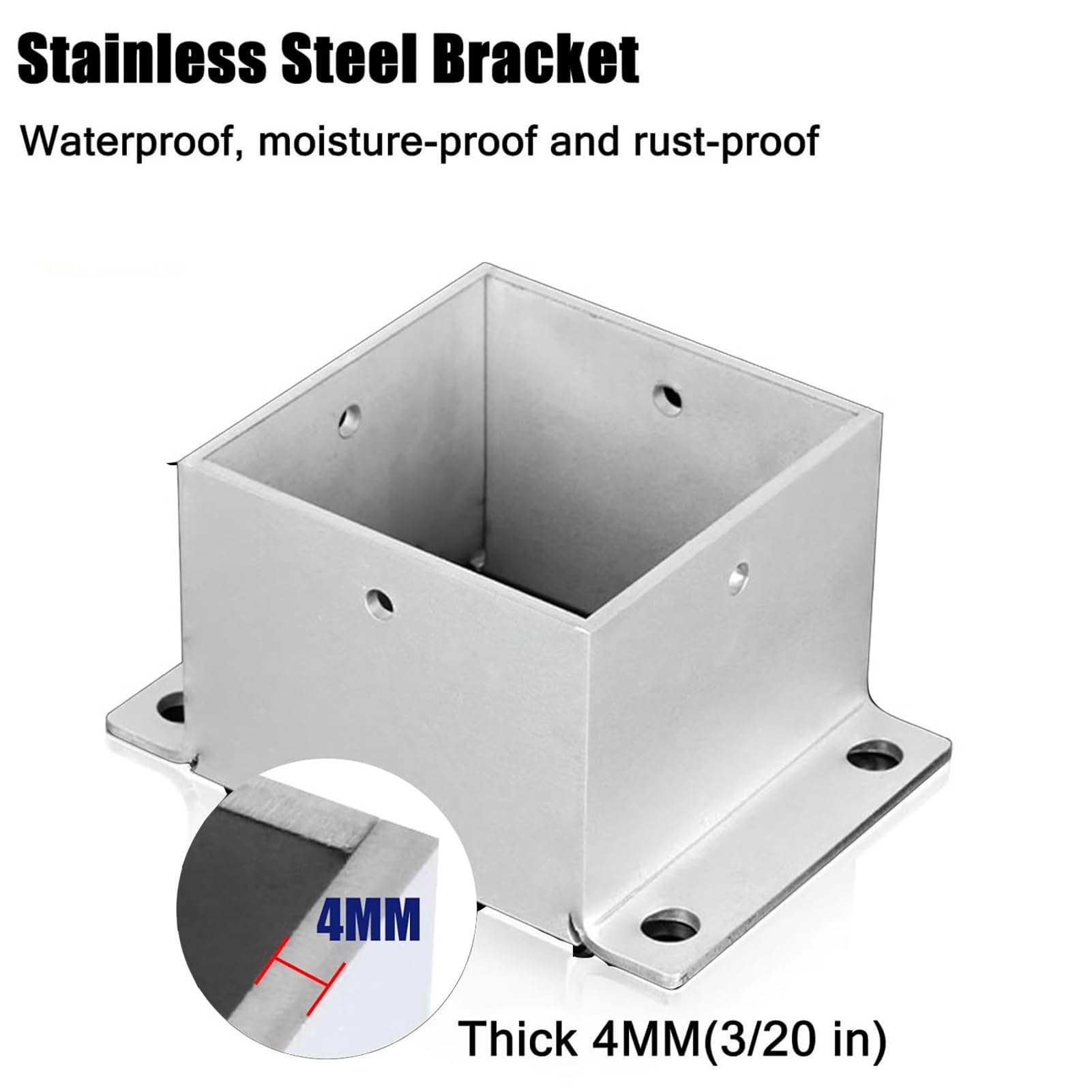 Base de anclaje de poste de metal resistente con tornillos para un soporte resistente en barandilla de porche, pérgola y soportes estructurales