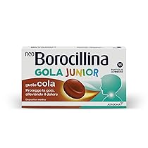NEO BOROCILLINA Gola Junior, 15 Pastiglie Gommose, Sostiene il Ripristino del Benessere della Gola, Riduce il Bruciore e la Sensibilità alla Deglutizione, Gusto Cola, Dispositivo Medico