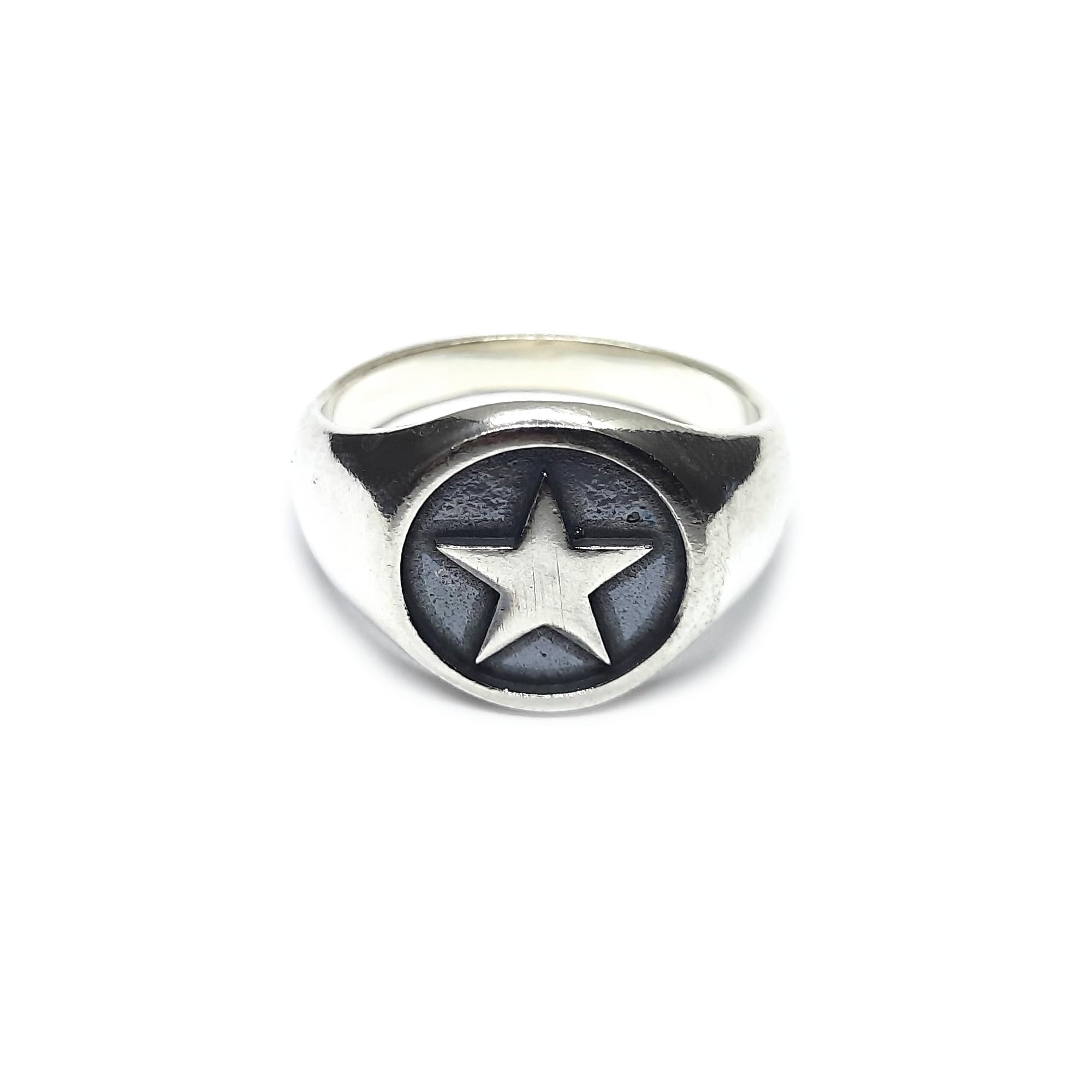 Bague pour homme en argent 925 véritable avec étoile ciselée de haute joaillerie