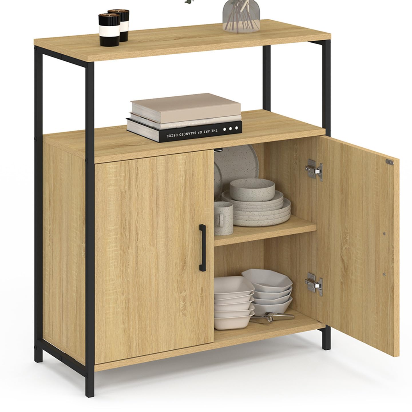 IDMarket Detroit - Aparador auxiliar (1 nicho y 2 puertas, 70 cm) | Diseño industrial