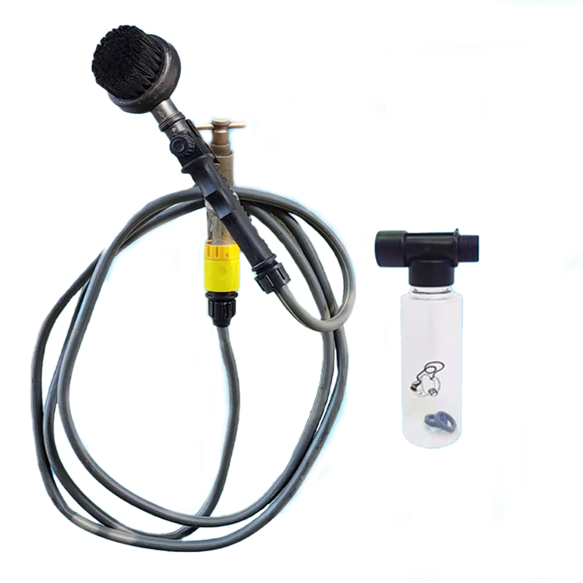 Mud Daddy Brush & Tap Kit Supplied with Shampoo Dispenser Pet Washing Device, 3 Metre Hose, Hose Attachment