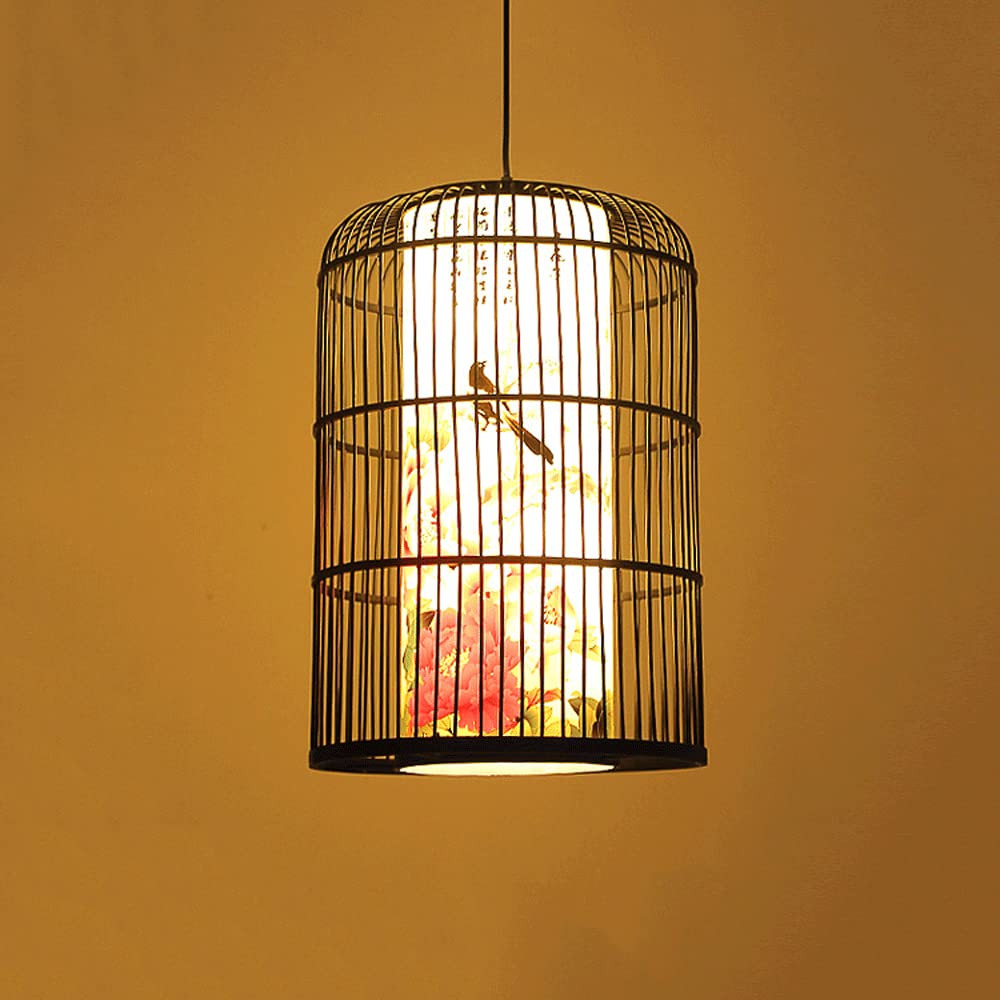 Luminaire suspendu en bambou E27 lustre rustique avec cordon réglable salon chambre