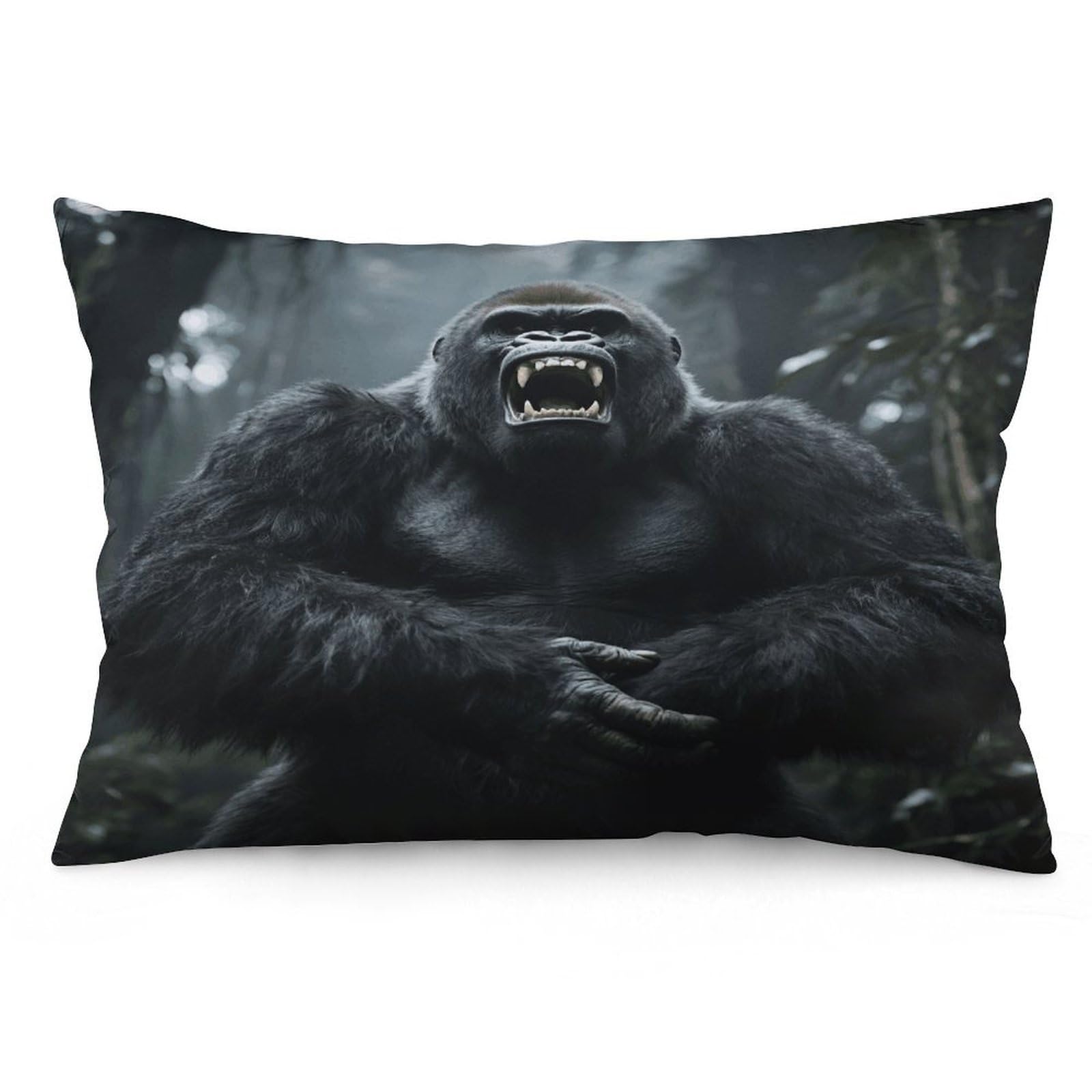 Angry Gorilla Throw Pillow Cover Soft Pillow Case Decorative Lumbar Pillow Cover Cozy Throw Pillowcase Polyester Rectangular Cushion Case Decor for Couch Sofa Bed