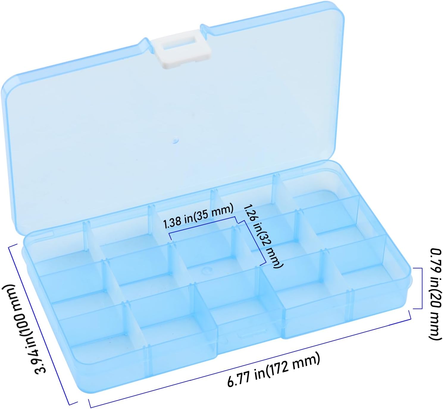 32 Pack 15 Grids Plastic Jewelry Organizer Box, Colored Plastic Bead Storage Organizer Box with Adjusatble Dividers for Beads Earrings Rings Jewelry, 4 Colors