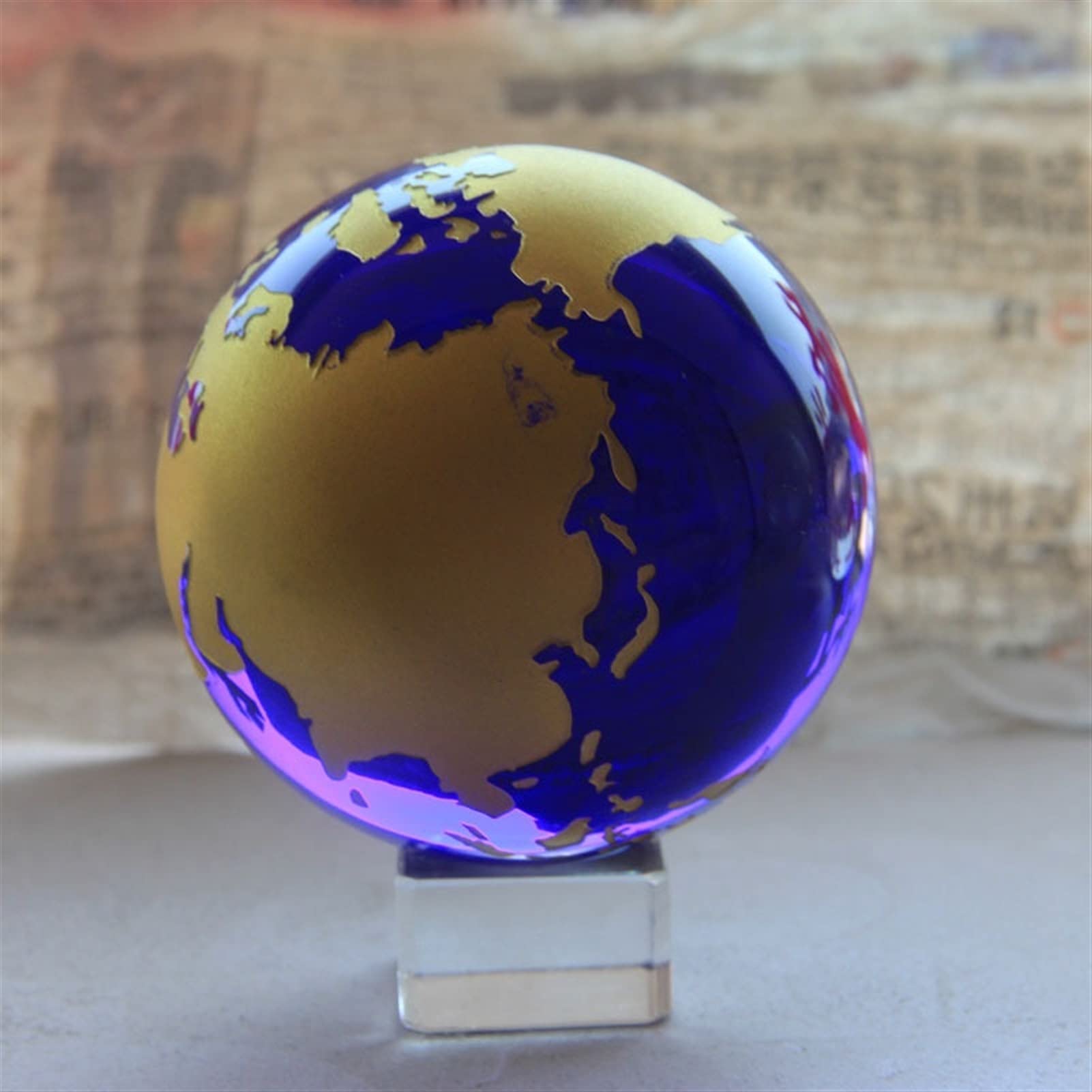 bola de cristal (en la magia occidental) 60 mm Cristal Global Bola de vidrio Esfera de vidrio Ornamentos Estatuilla Decoración del hogar Fengshui Crafts Earth Marbles Regalos bola de cristal(A)