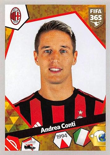 2017-18 Panini FIFA 365 Stickers Europe Soccer #E48 Andrea Conti AC Milan Official Smaller Than Trading Card Sized Album Sticker in Raw (NM or