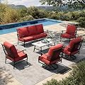 HERA'S HOUSE 6-Piece Metal Wrought Iron Outdoor Conversation Set, 7 Seats