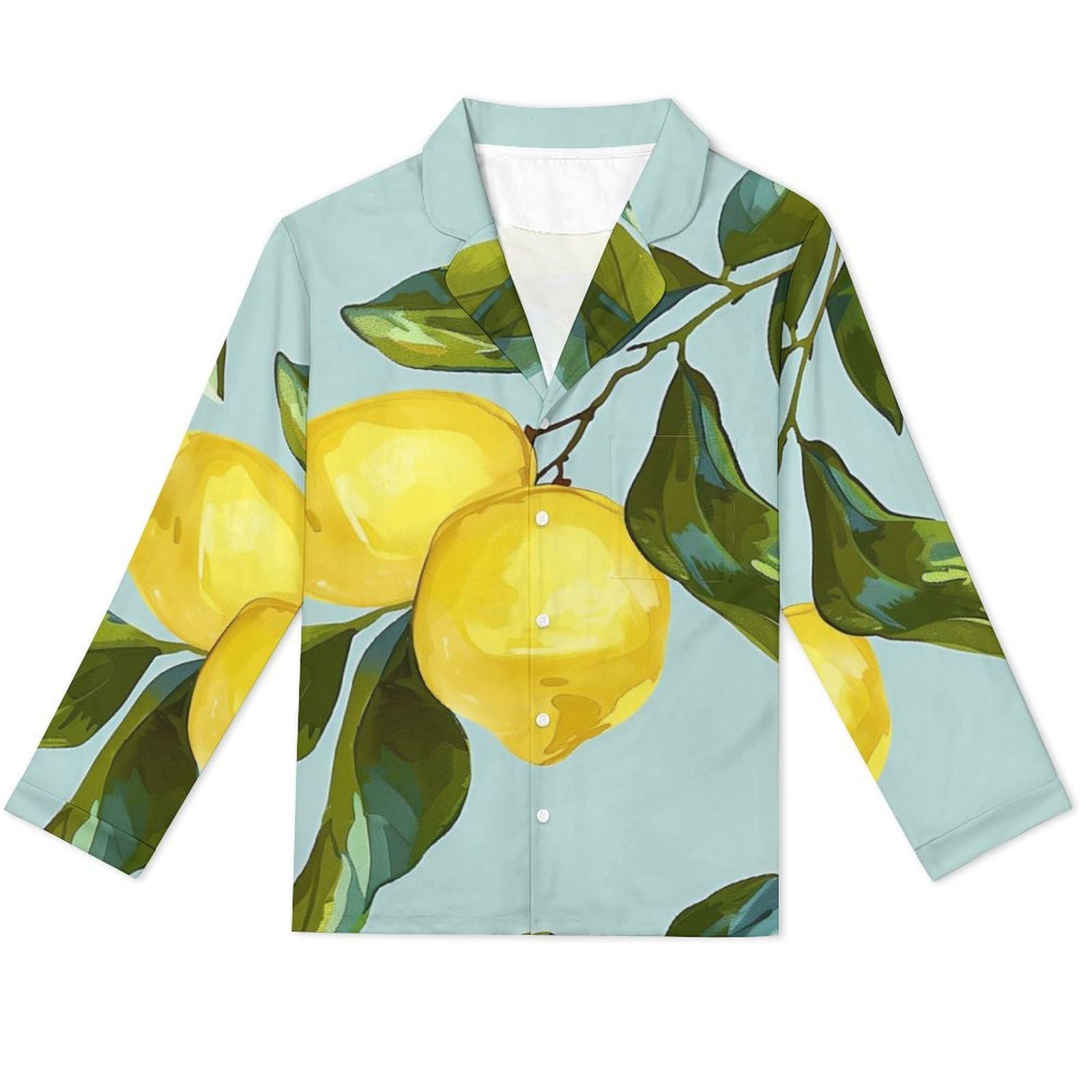 OLEETS Completo Pigiama da Uomo - Frutto di Limone Pigiama Invernale Completo con Top E Pantaloni 2 Pezzi Morbido E Confortevole Casual da Notte