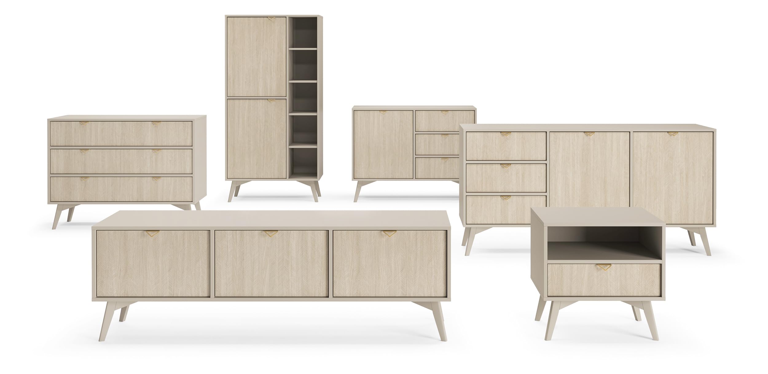 Cassettiera 3E – 2 Ante E 6 Ripiani – Beige Sabbia – Dimensioni 103,5x127x39 Cm – Stile Moderno – Per Camera Da Letto E Soggiorno