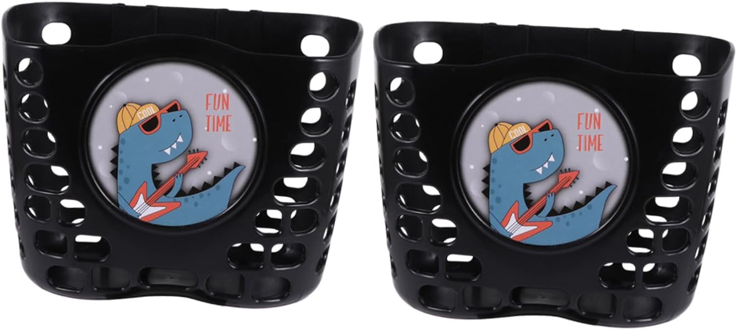 Kichvoe Bike Basket and Knee Scooter Basket Set 2pcs Thickened Eco-Friendly for Boys and Black Sturdy for Scooters and Bicycles Large Capacity Outdoor Cycling Accessory