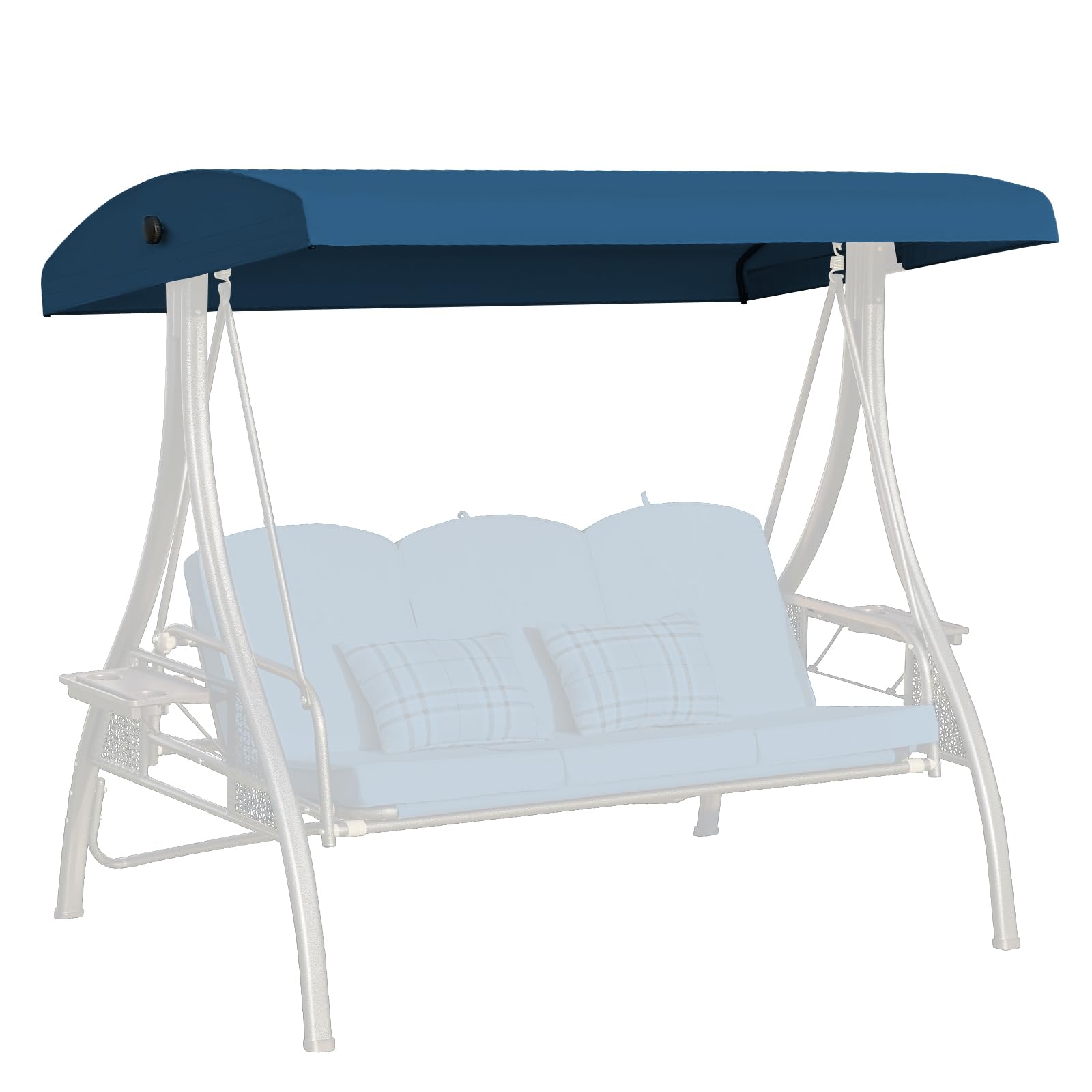 Photo 1 of Oungelark Outdoor Porch Swing Canopy Replacement Cover, 3 Seat Swing Cover UV-Resistant for 3-Seat Porch Swing (Blue, 76.8x47.2x9.1in)