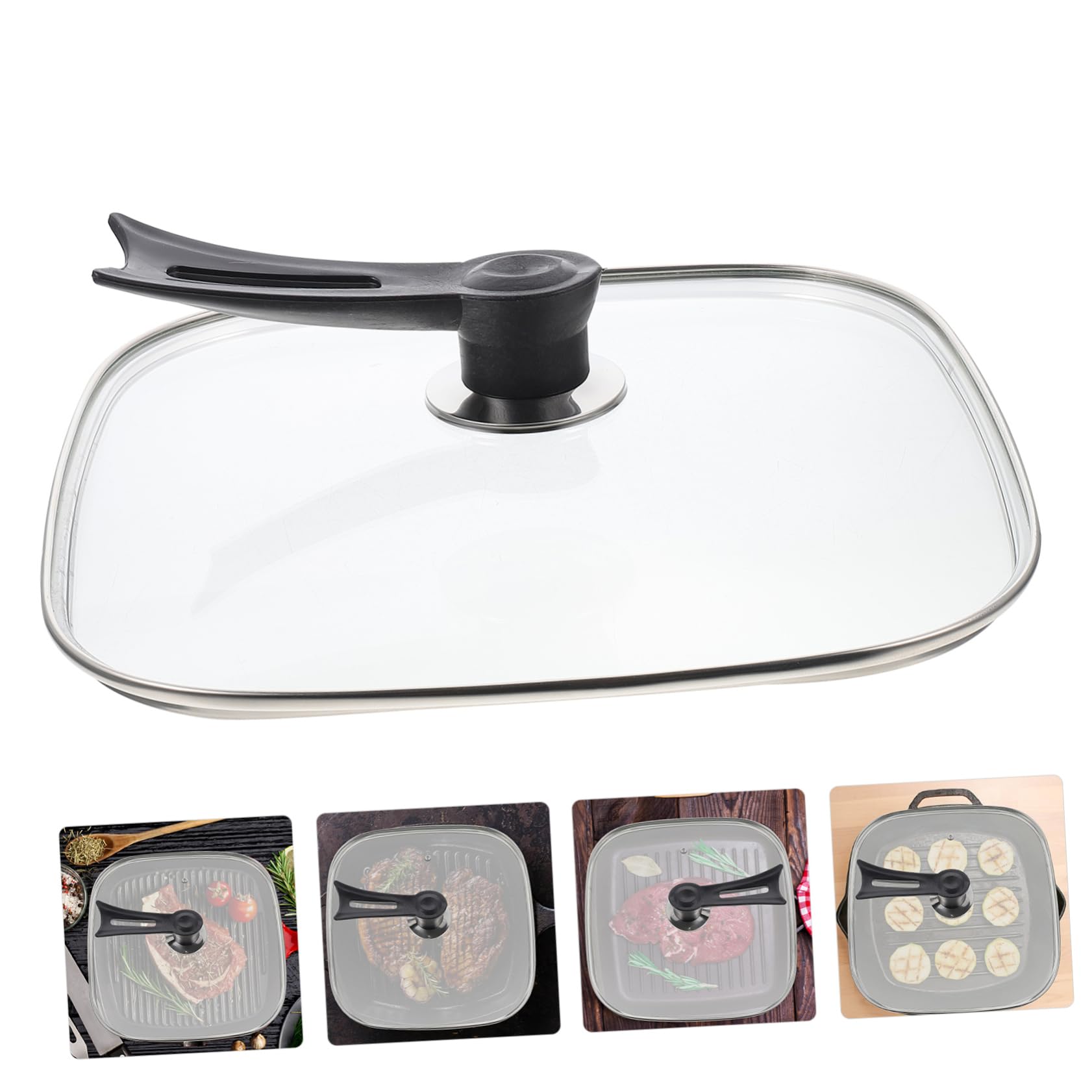 Multifunktionaler Topfdeckel mit Griff aus Glas und Edelstahl