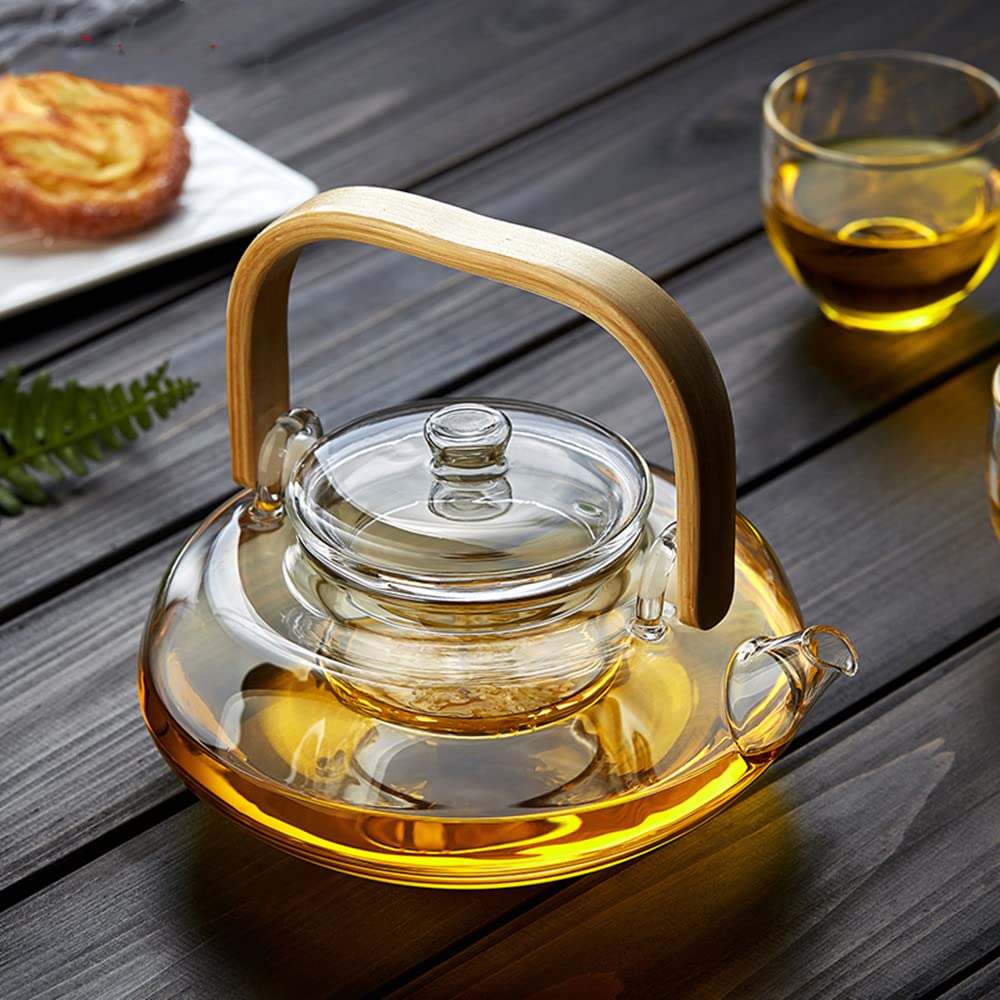 耐熱ガラスティーポット 大容量1000ml 竹製持ち手 直火対応 透明ガラス Amazon｜ガラス ティーポット 竹製持ち手 ガラス製ポット大容量