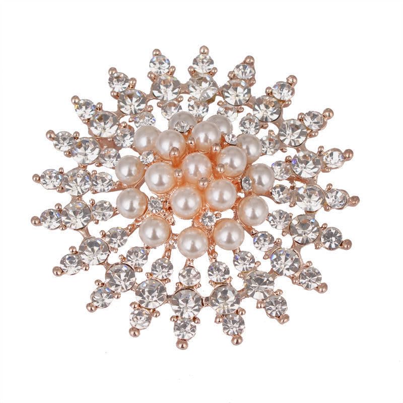 Image of Brooch Pins for Women,Pearl Crystal Gold Brooch Jewelry
