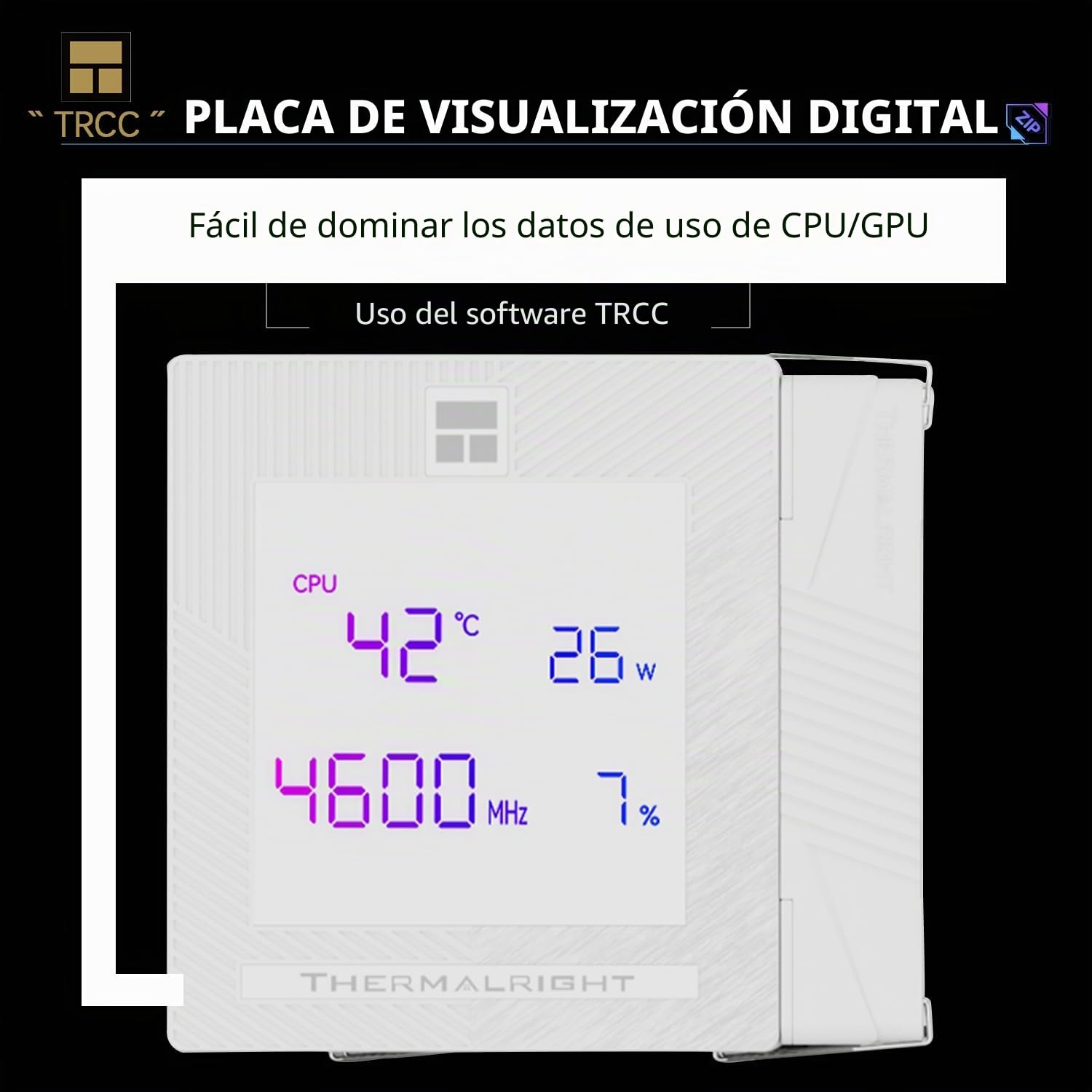 Refrigerador de aire para CPU TR-Thermalright Phantom Spirit 120 Digital Snow, torre doble con 7 tubos de calor, ventiladores PWM duales - 2150 RPM, cubierta superior con pantalla digital