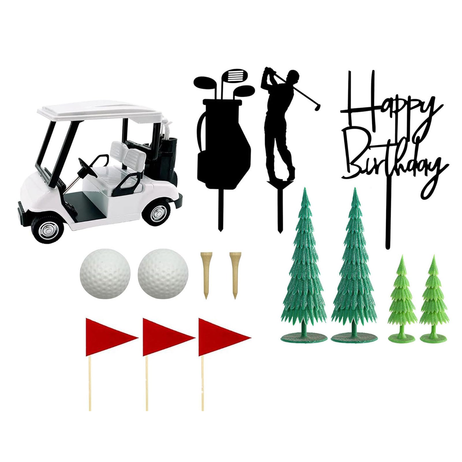 Jazuaiao Vehicle Cake with Detachable Flags for Sports Receptions & Championship Parties Outdoor Golfing Event Cake Addons