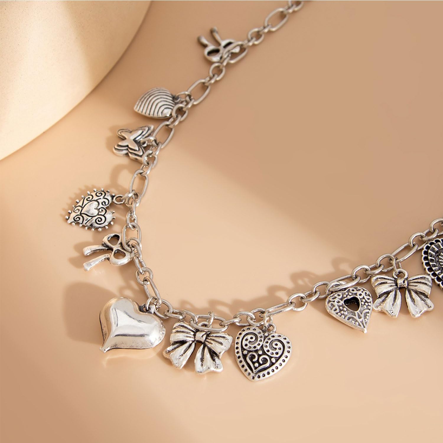 MIFYNN Gold Charm Necklaces for Women Heart Bow Shell Pendant Necklace Statement Choker Necklace Summer Beach Necklace Jewelry Gifts for Women - Image 6