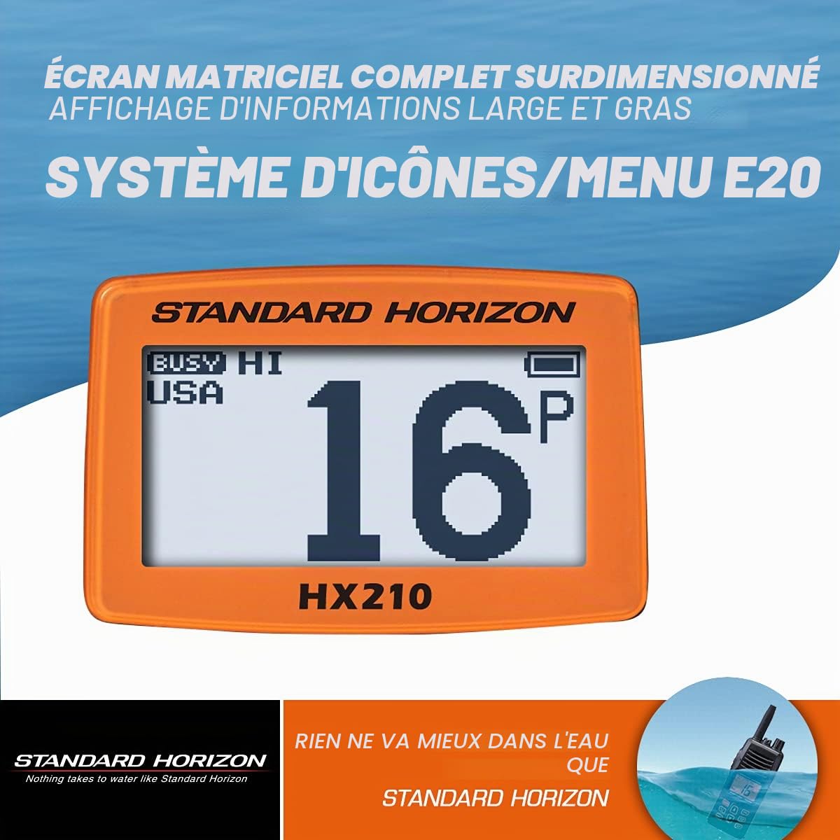 Standard Horizon HX210 Radio VHF portative, Noir